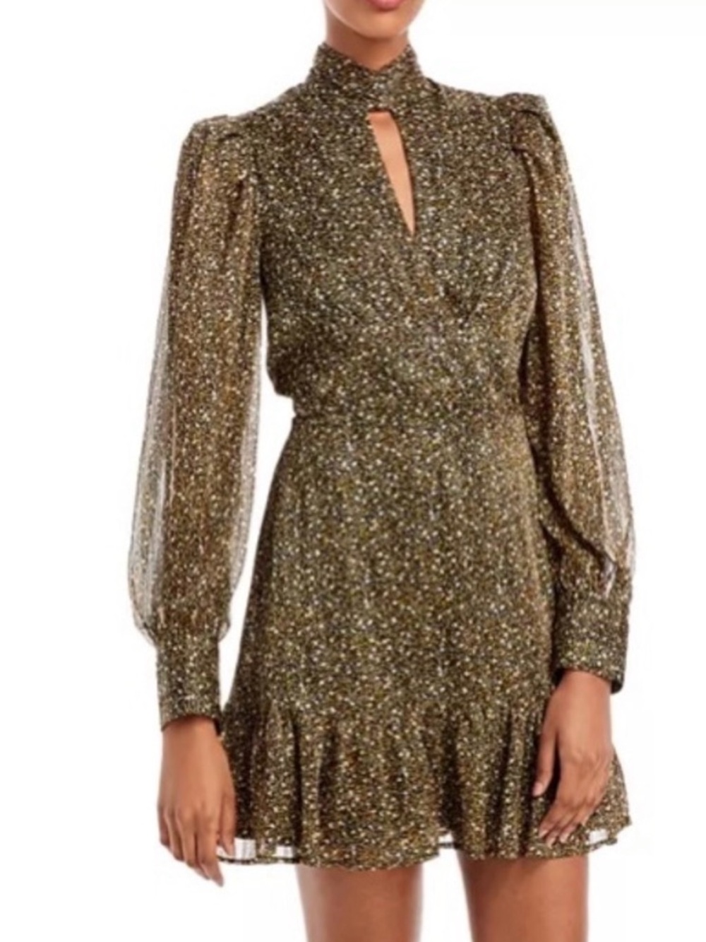 Bloomingdales Aqua Pebble Print Keyhole Mini Dress